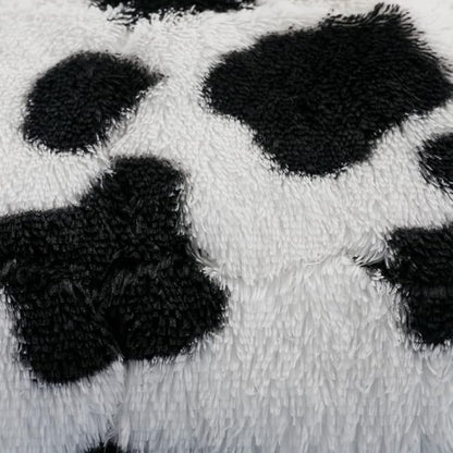 Faux Fur Kids Girls Cow Print Comforter Sets Queen - 3PC Bed Set Warm Comfortable Soft Plush Flannel Velvet Fluffy Fuzzy Bedding（Comforter x 1 Pillowcases x 2）