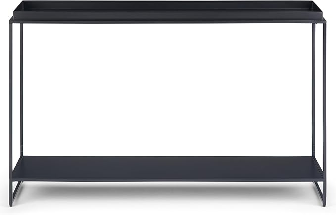 SIMPLIHOME Garner 47 inch Wide Metal Tray Top Console Sofa Entryway Table in Black, for the Living Room, Entryway and Bedroom