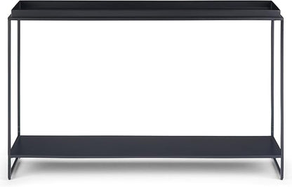 SIMPLIHOME Garner 47 inch Wide Metal Tray Top Console Sofa Entryway Table in Black, for the Living Room, Entryway and Bedroom