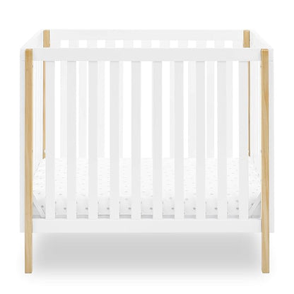Delta Children Gio Mini Crib with 2.75" Mattress Included, Bianca White/Natural & Serta SleepTrue Mini Crib Mattress, Premium Sustainably Sourced Fiber Core