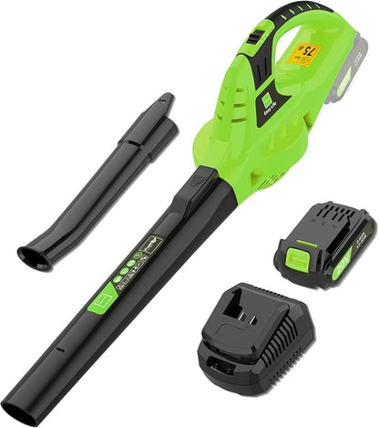 Leaf Blower Cordless, 21V Handheld Electric Leaf Blower with Battery and Charger, Lightweight Battery Powered Leaf Blowers for Lawn Care,Patio,Yard,Sidewalk