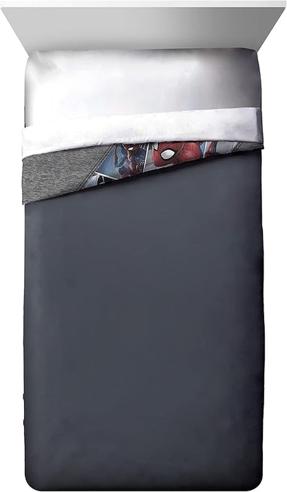 Marvel Spiderman Grunge Twin Comforter & Sham Set - Super Soft Kids Bedding - Fade Resistant Microfiber (Official Marvel Product)