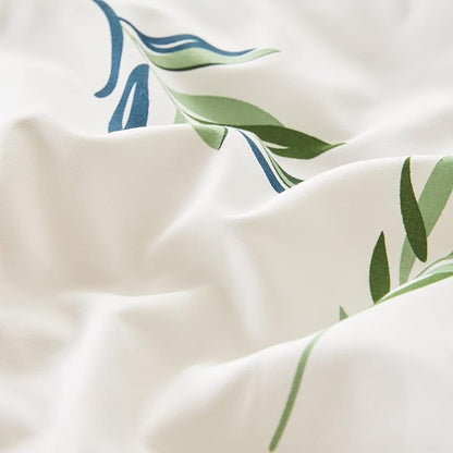 EMME King Comforter Set - Sage Green Floral Bedding Set 7 PCS with Nature Leaves Pattern, Soft Leaf Printed Botanical Bed Set with Sheets, Fluffy Bed Bag for All Season(102"X90")
