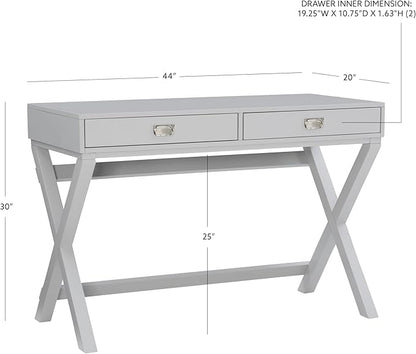 Linon Grey 2-Drawer Writing Jaycee Desk