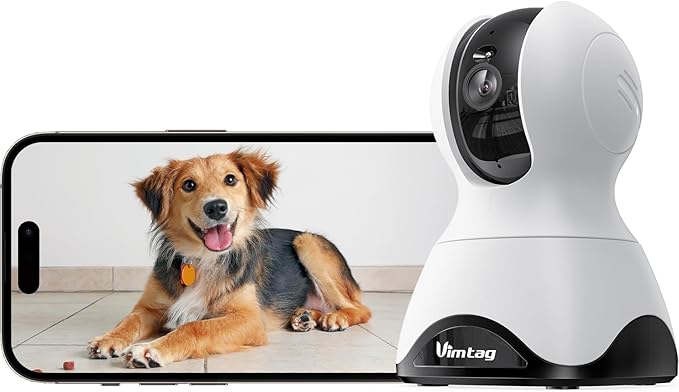 VIMTAG Indoor Camera 2.5K 4MP, Cameras for Home Security 2.4/5Ghz WiFi, Pet Camera 360° Pan/Tilt, Baby Montior with Phone App, Night Vision, Motion Alerts, Cloud/Local Storage, Support Alexa, 1 Pack