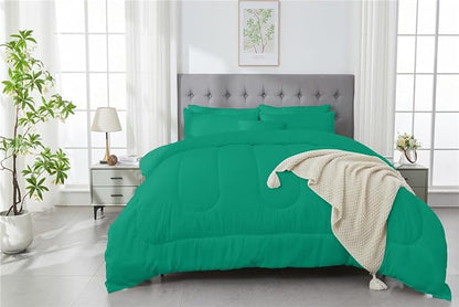 3 Piece Solid Color All Season Bedding Comforter Set Microfiber Soft Lightweight Bedding Set for Kids Teens Adults Room Decor with 1 Comforter and 2 Pillowcases Full