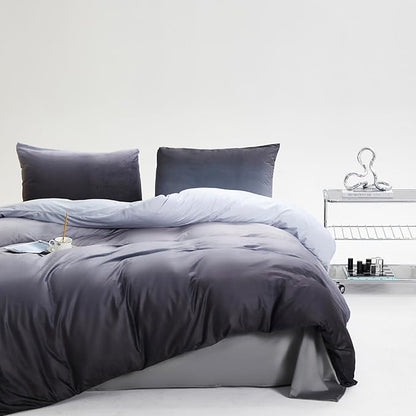 Wellboo Grey Gradient Comforter Sets Queen Silver Grey Velvet Bedding Comforters Modern Plain White and Dark Grey Flannel Quilts Farmhouse Abstract Art Gray Comforters Micromink Sherpa Fuzzy Plush Bed
