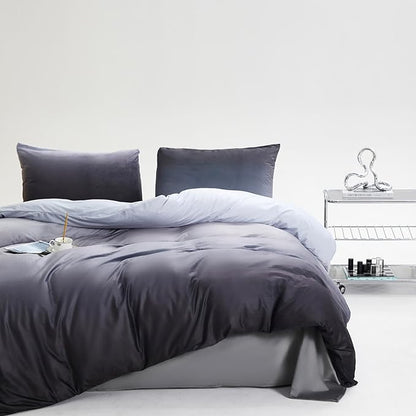 Wellboo Grey Gradient Comforter Sets King Silver Grey Velvet Bedding Comforters Modern Plain White and Dark Grey Flannel Quilts Farmhouse Abstract Art Gray Comforters Micromink Sherpa Fuzzy Plush Bed