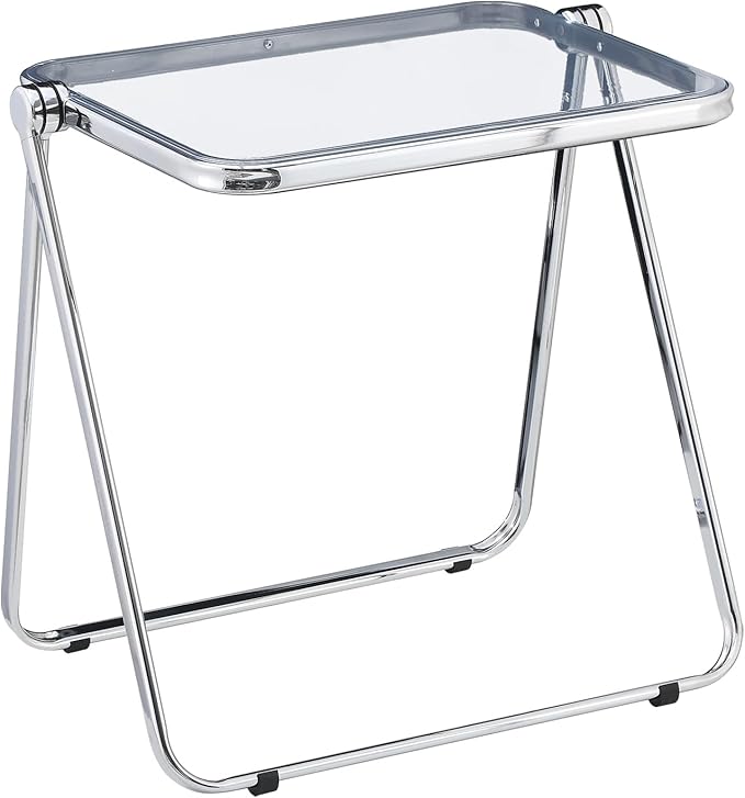 KAIHAOWIN Small Folding Table- Acrylic Morden TV Tray for Snack Dinner on Couch, Tiny Foldable Desk Writing Desk for Home Office for Small Spaces No Assembly Required