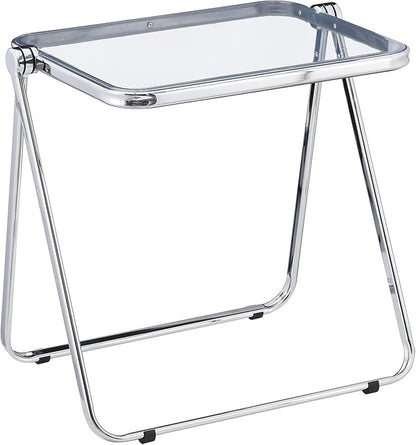 KAIHAOWIN Small Folding Table- Acrylic Morden TV Tray for Snack Dinner on Couch, Tiny Foldable Desk Writing Desk for Home Office for Small Spaces No Assembly Required