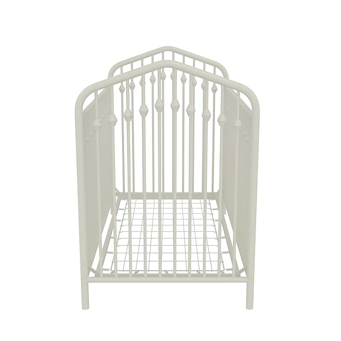Novogratz Bushwick Metal Crib with Adjustable Mattress Height, Off White