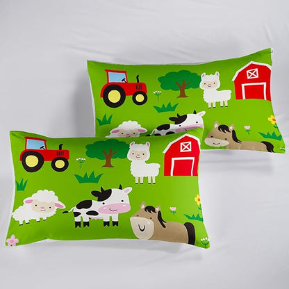 Farm Animal Comforter,Pig Cow Sheep Comforter Set for Kids Teens Girls Boys,3Pcs Bedding Set Printed Comforter with 2 Pillowcases,Down Alternative,Soft and Lightweight，Queen Size