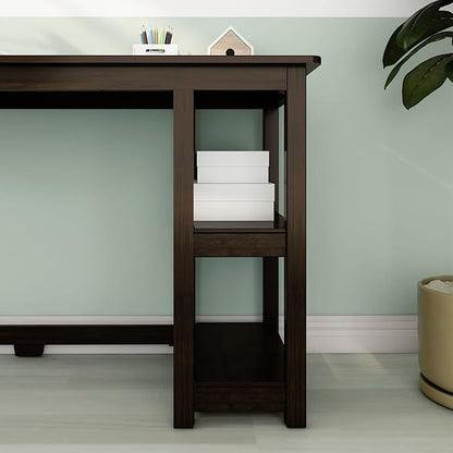 Max & Lily Solid Wood Desk With Shelves, 47 Inches, Espresso