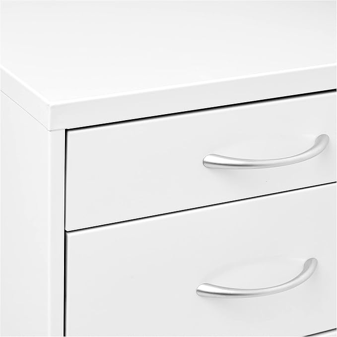 OSP Home Furnishings HPB Heavy Duty 3-Drawer Metal File Cabinet for Standard Files and Office Supplies, White Finish