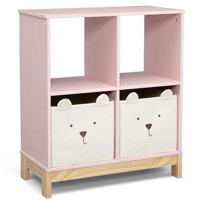 Delta Children babyGap Graham 4-in-1 Convertible Crib with Storage Drawer + Brannan Bear Bookcase with Bins + Brannan Bear Wall Shelf with 4 Hooks, Blush Pink/Dark Pink (Bundle)