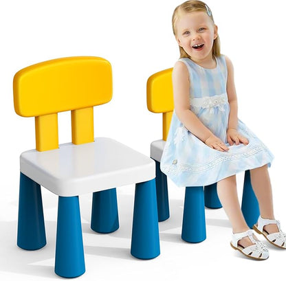 2 Pcs Plastic Toddler Chairs: Kids Chair for Table Birthday Gifts Step Stool Lightweight Indoor Outdoor School Playroom Nursery Beach Camping Activity Small Chair for Kids Boys Girls Age 3-10