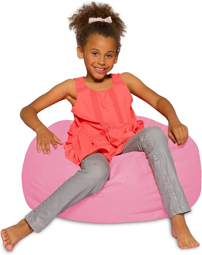 Posh Creations Bean Bag Chair for Kids, Teens, and Adults Includes Removable and Machine Washable Cover, Solid Pink, 27in - Medium