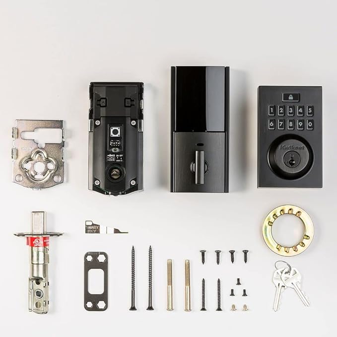 Kwikset 914 Contemporary Keypad SmartCode Electronic Deadbolt Smart Lock featuring SmartKey Security and ZigBee 3.0 Technology in Venetian Bronze