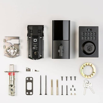 Kwikset 914 Contemporary Keypad SmartCode Electronic Deadbolt Smart Lock featuring SmartKey Security and ZigBee 3.0 Technology in Venetian Bronze