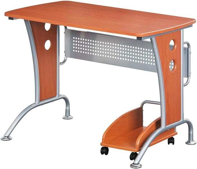TECHNI MOBILI Modern Computer Desk With Mobile CPU Caddy. Color: Dark Honey