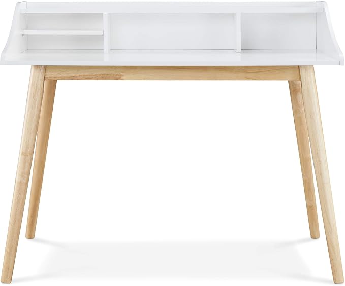 Alton Writing Computer Desk, Laptop PC Workstation, Retro Simple Study Table for Home Office, White