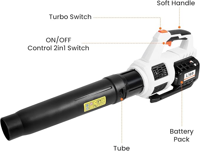 20V Cordless Brushless Leaf Blower for Lawn Care, 580-CFM 160-MPH 4.0Ah Battery Powered with Variable Speed, Handheld, Including Battery&Fast Charger.