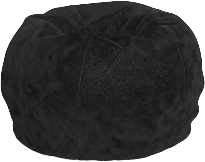 Flash Furniture Dillon Small Black Furry Bean Bag Chair for Kids and Teens