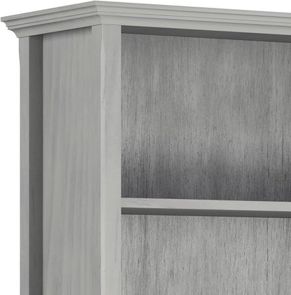 SIMPLIHOME Amherst SOLID WOOD 30 Inch Wide Transitional 5 Shelf Bookcase in Fog Grey, for The Living Room, Study Room and Office