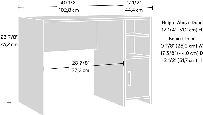 Sauder Beginnings Desk, L: 40.39" x W: 17.48" x H: 28.82", Summer Oak Finish