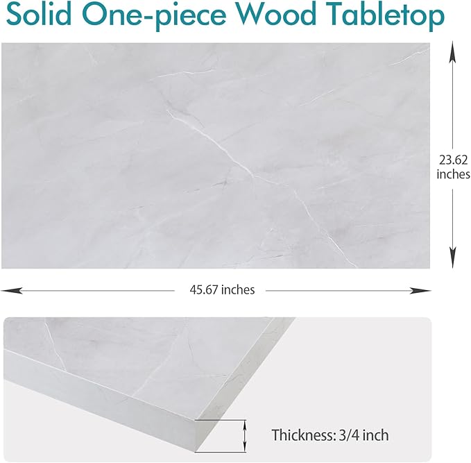 Kaboon Universal Tabletop 45.67"x23.62", Solid One-Piece Melamine Table Top, Double Desk L-Desk DIY, Home and Office, White Rock
