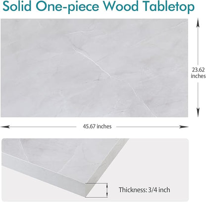 Kaboon Universal Tabletop 45.67"x23.62", Solid One-Piece Melamine Table Top, Double Desk L-Desk DIY, Home and Office, White Rock