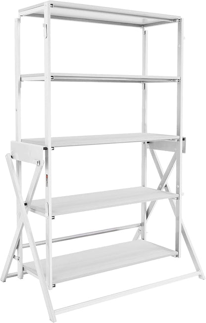 Origami Modern 2 in 1 Shelf to Table Style, Organizer Deco Rack Magically Turn to a Table/Desk in a Second,Fully Assembled,White/White US Patent Pending (STT-WHIWHI)
