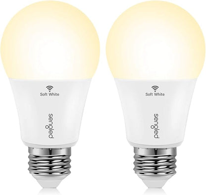 Sengled Smart Light Bulb, WiFi Light Bulbs That Work with Alexa & Google Home, No Hub Required, Smart LED Light Bulb A19 Soft White (2700K), 2 Pack