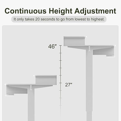 BANTI Height Adjustable Electric Standing Desk with 4 Drawers, 48 x 24 Inch Table with Storage Shelf, Sit Stand Desk, White Top