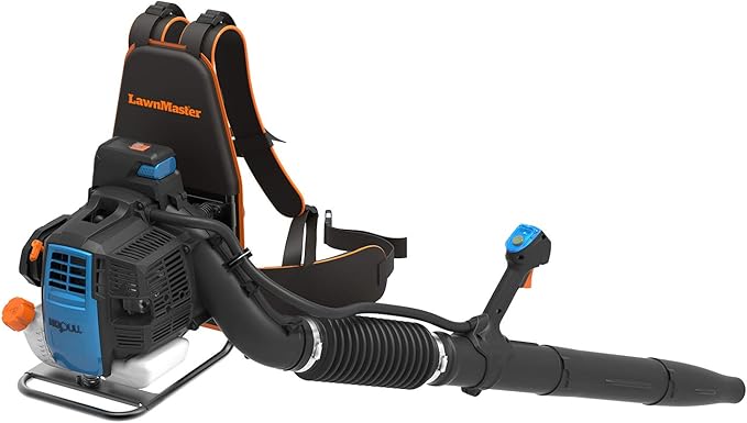 LawnMaster NPTBL31AB No-Pull Backpack Leaf Blower, Gas-Powered with Electric Start, 31cc 2-Cycle Engine, 470CFM, 175MPH