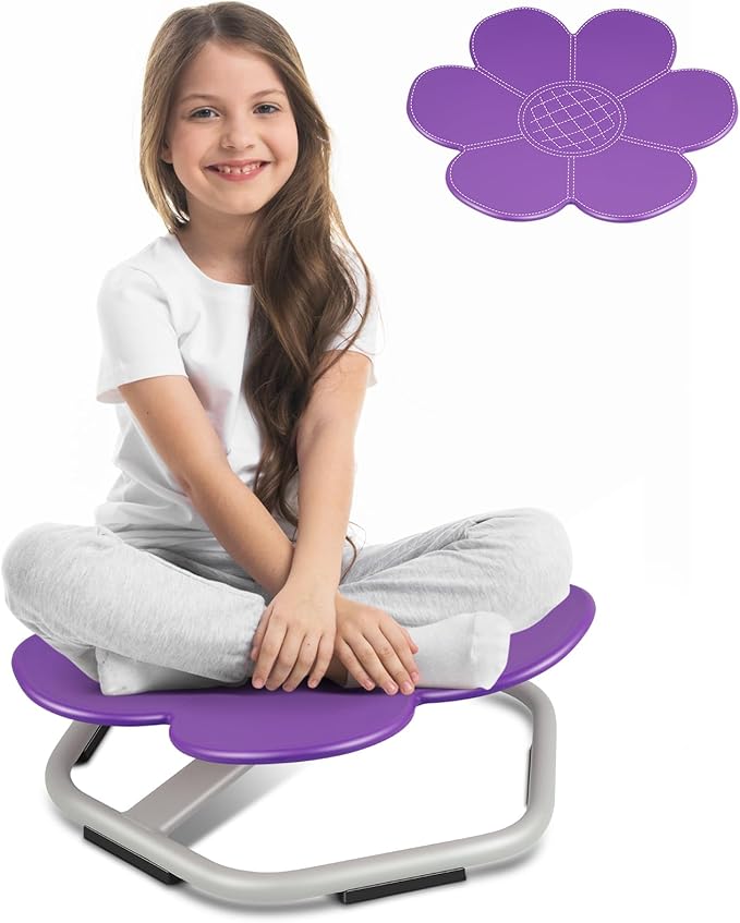 Kids Swivel Chair, Seat and Spinning Chair, Body Coordination Training Chair, Purple Petal Non Slip Sensory Toys 360° Spinning Chair for Autistic Kids Aged 3+, Improving Toddler's Physical Fitness