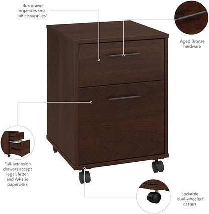 Bush Furniture Key West 2 Drawer Mobile File Cabinet, Bing Cherry (KWF116BC-03)