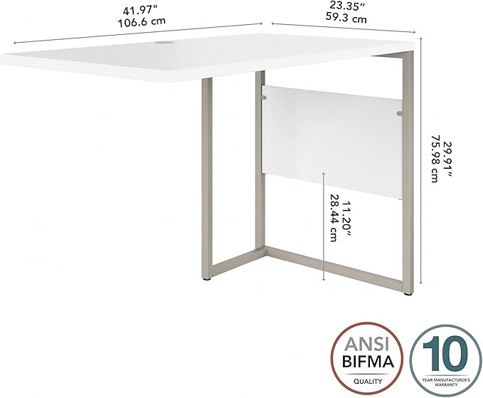 Bush Business Furniture Hybrid Desk Return/Bridge, 42W x 24D, White