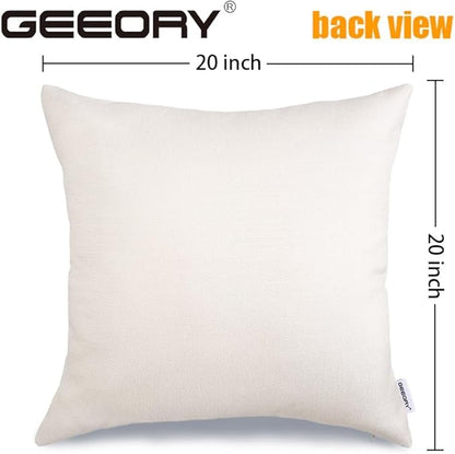 GEEORY Christmas Pillow Covers 20 x 20 Inch Set of 4, Striped Wooden Tree Snow Sleigh Merry Bright Xmas Holiday Decor Decorative Throw Cushion Case Decoration for Home Party Sofa Couch (Brown)