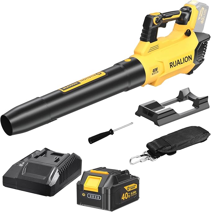 Leaf Blower Cordless Up to 650 CFM 195 MPH-Electric Leaf Blowers Brushless-Battery Powered Blowers for Lawn Care, Patio, Garage(40V 6.0 Ah Battery and Charger included)