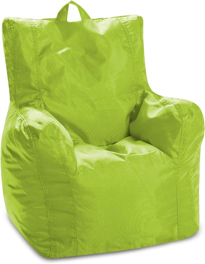 Posh Creations Structured Comfy Bean Bag Chair for Gaming, Reading, and Watching TV, Pasadena, Soft Nylon-Lime, Pasadena Chair