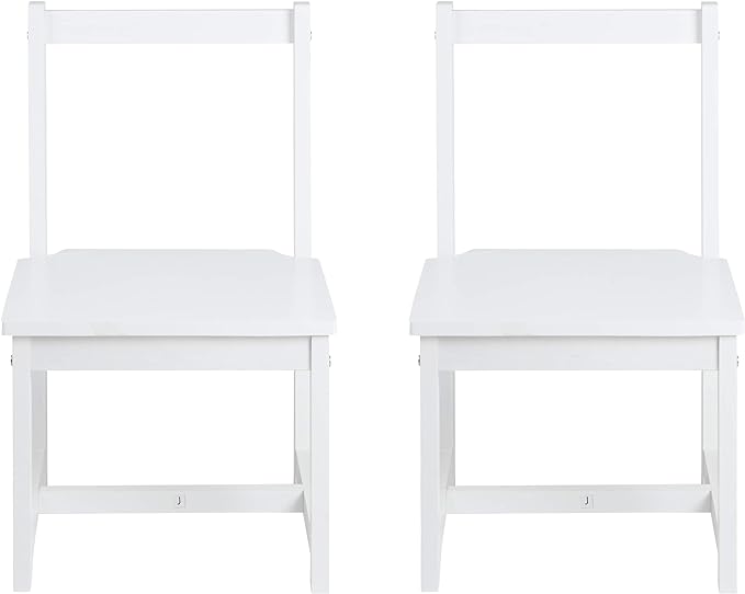 Amazon Basics Solid Wood Kids Activity Chair Set, 23.8-Inch Height - 2-Pack, White