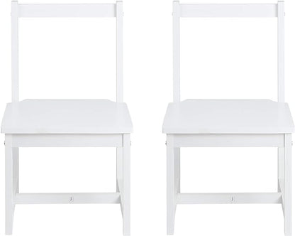 Amazon Basics Solid Wood Kids Activity Chair Set, 23.8-Inch Height - 2-Pack, White