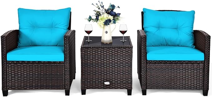 3 PCS Patio Furniture Set, OneSize, Turquoise