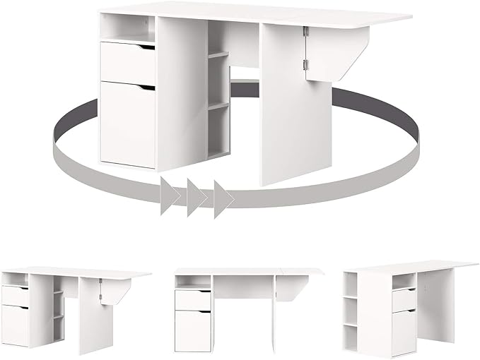 South Shore Crea Expandable Craft Table-Pure White