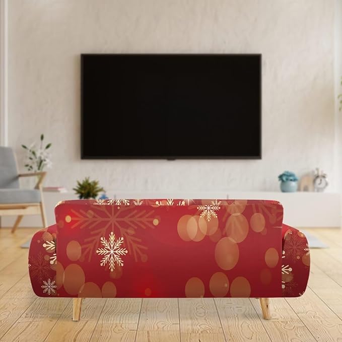 FKELYI Christmas Snow Sofa Slipcover Stretch Sofa Couch Cover for Living Room Non-Slip Furniture Protector Washable Sofa Slipcovers XL