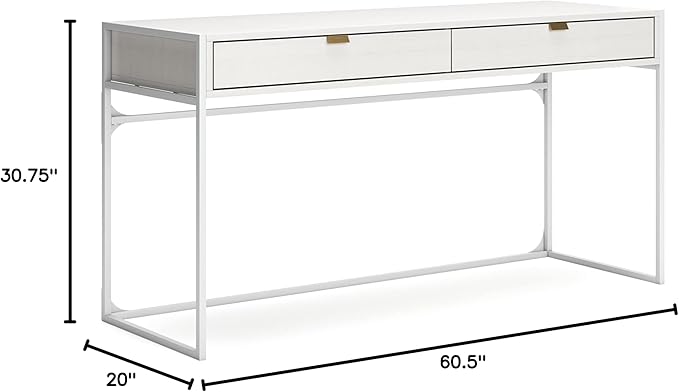 Signature Design by Ashley Deznee Modern Home Office Desk with 2 Drawers, White