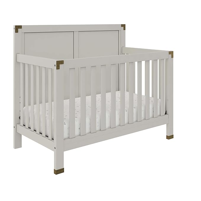 Baby Relax Miles 5-in-1 Convertible Crib for Nursery, Soft Gray