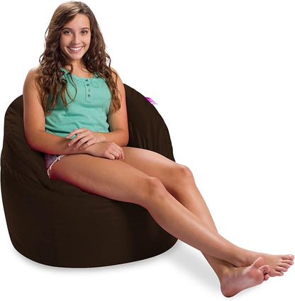 Posh Creations Structured Comfy Bean Bag Chair for Gaming, Reading, and Watching TV, Sonoma Lounge, Microsuede - Chocolate