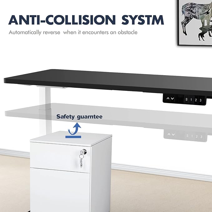 AIMEZ0 Dual Motor Electric Sit Stand Desk Standing Desk Frame Adjustable Height 27.4-45.6 inches Motorized Standing Computer Desk for Home and Office (White Frame only)